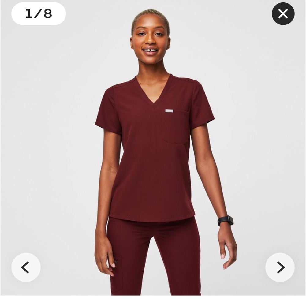 Figs Catarina one pocket burgundy scrub top. XL
